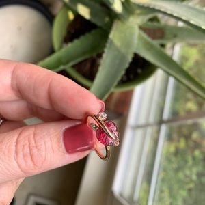 Pandora Pink Murano Glass leaf ring